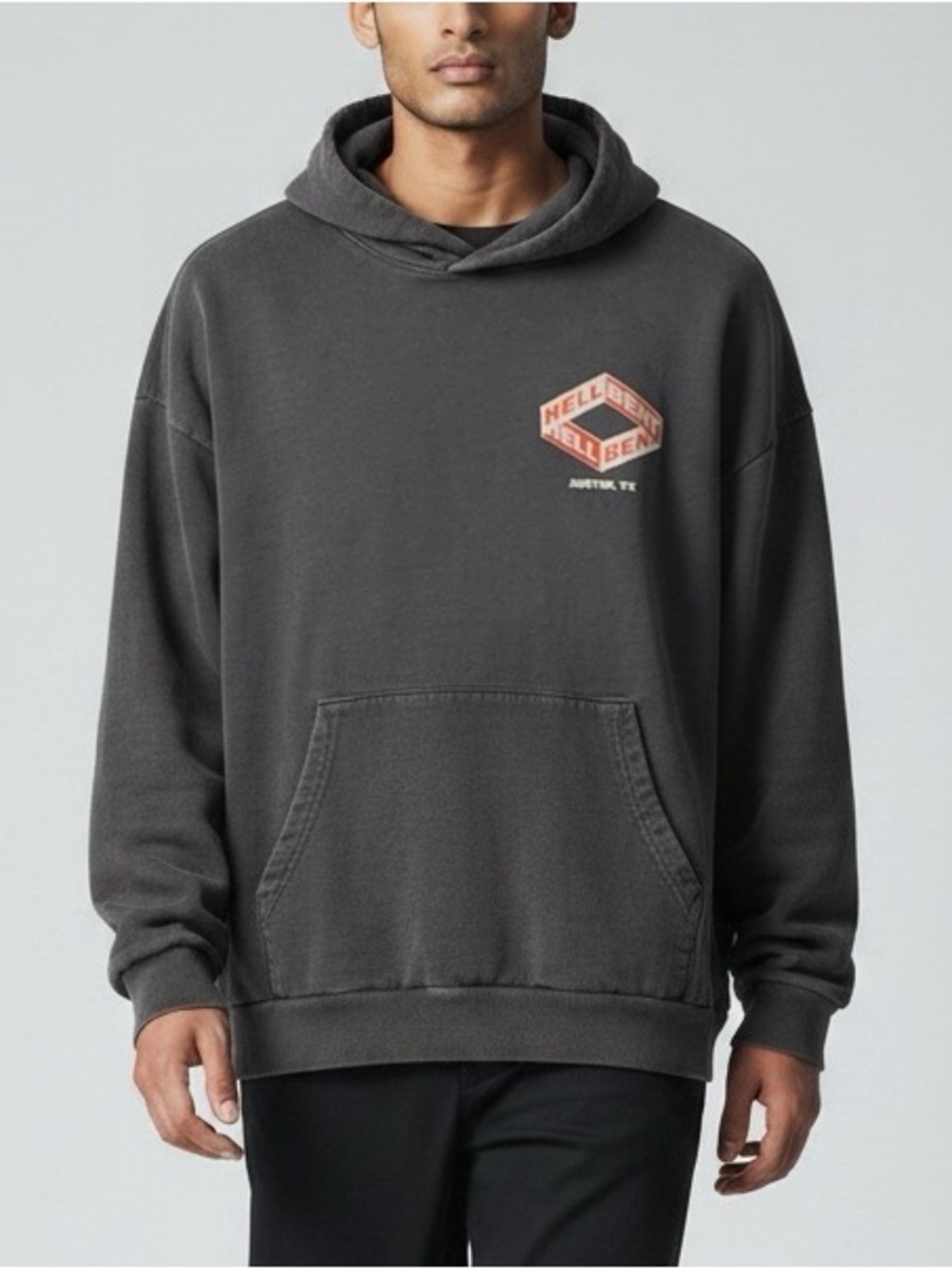 HELLBENT Men’s Heavyweight Grey Fleece Hoodie/ Austin Tx.